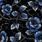 FLFK Black Wallpaper Peel and Stick Dark Blue Floral Wallpaper 16" x 64" by FLFK
