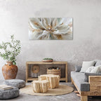 Flower Wall Art Vintage White Floral Canvas Pictures Abstract Blooming Flower - Image 5