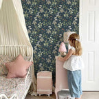 Simon&Siff Vintage Peel and Stick Wallpaper Blue Floral Wallpaper Wildflowers - Image 3