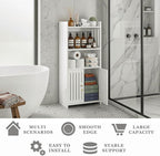 HAYOFAMY Bathroom Storage Cabinet, 4-Tier White Floor Cabinet Freestanding - Image 6