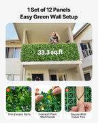 VEVOR Artificial Plant Wall, 40 x 120 in Artificial Boxwood Panels, Sun - Image 4