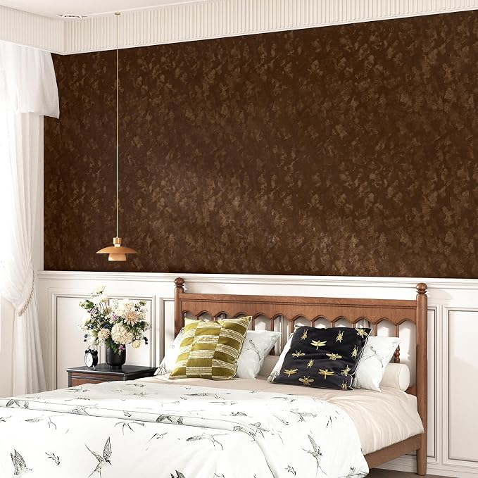 Wallercity Deep Brown Velvet Peel and Stick Wallpaper Self Adhesive Felt Sheets - Image 2