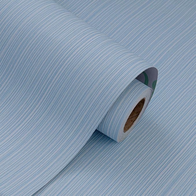 FUKU MON Grasscloth Fabric Wallpaper 24" X 394" Blue Gray Textured Thick Linen by MeetyourallDIYneeds