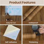Wood Contact Paper Peel and Stick, Thicken Vintage Brown Wood Grain Wallpaper - Image 2