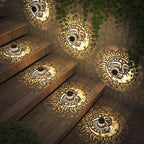 4 Pack Solar Fence Lights Metal Solar Powered Outdoor Wall Deck Step Lights Sun - Image 5