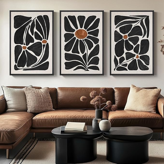 Large Framed Boho Floral Wall Art by Cuspin