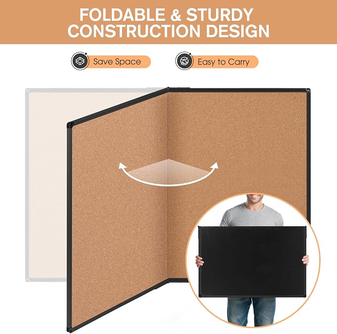 Extra Large Cork Bulletin Board 60" X 48", Foldable Notice Pin Board - Image 4