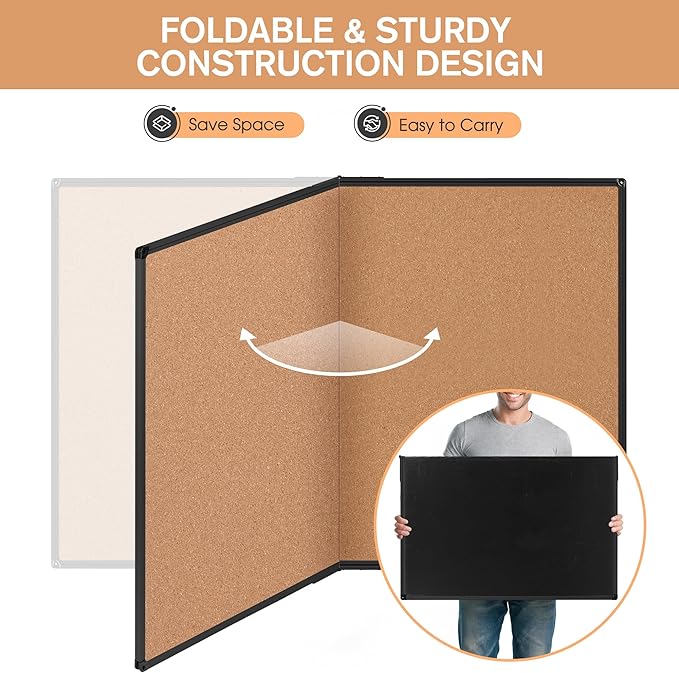 Extra Large Cork Bulletin Board 48" X 48", Foldable Notice Pin Board - Image 4