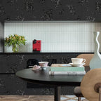 Black Peel and Stick Wallpaper 630inL 17.7inW Silk Embossed Floral Contact Paper - Image 2
