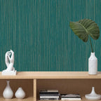 Teal Grasscloth Peel and Stick Wallpaper Vintage Texture Removable Waterproof - Image 6