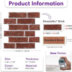 3D Peel and Stick Faux Brick Wall Panels 11.8" x 11.8" 10-Pack, Small - Image 3