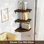 Alsonerbay Corner Shelf Wall Mount, Rustic Wood Shelves - Image 6