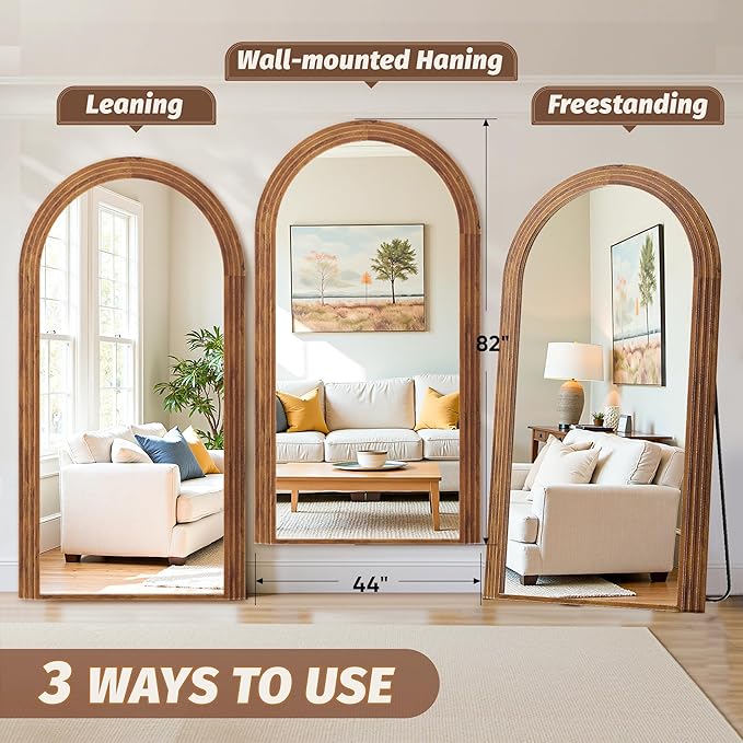 Antok Full Length Mirror 82"×44" Floor Mirror Standing Tall Mirror, Arched - Image 7