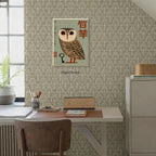 Vintage Japanese Framed Wall Art Owl Poster Mid Century Animal Print 24x36in - Image 6
