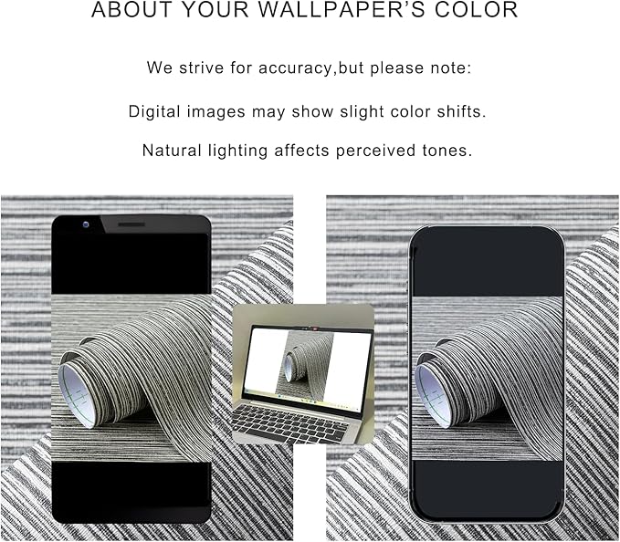 Grasscloth Textured Wallpaper Gray Peel and Stick 24inX393in Fabric Wall Paper - Image 4