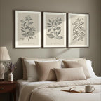 Framed Vintage Botanical Wall Art, 3 Piece Neutral Floral Plants Canvas - Image 2