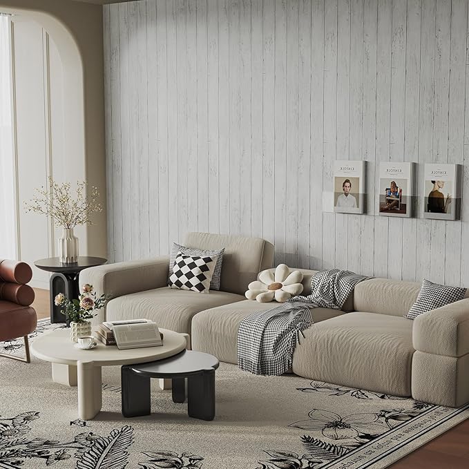 Abyssaly Peel and Stick Wallpaper 17.7" X 118" Thickened White Gray Wood - Image 6