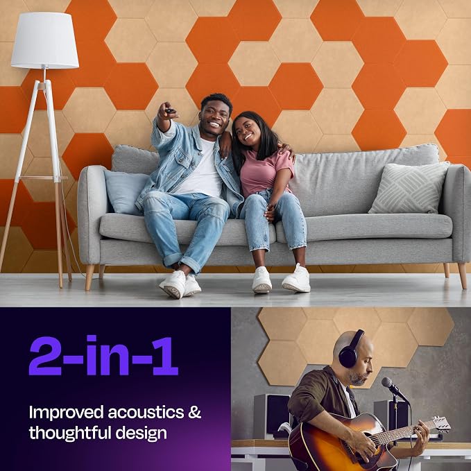 Acoustic Panels 12-Pack Soundproof Wall Panels 12"X10.4"X0.4" Sound Panels High - Image 2