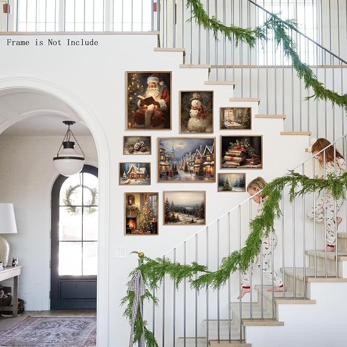 Vodefoad Christmas Gallery Wall SET of 10 Vintage Christmas Wall Art Retro - Image 5