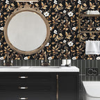 Extra Long Vintage Gold Wallpaper, 17.5" x 393" Classic Black and Gold Floral - Image 2