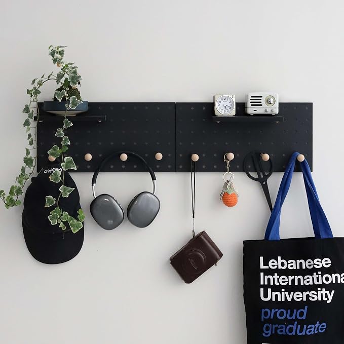 Wooden Pegboard Accessories Set: Modular Wall Hooks & Shelf - Image 3