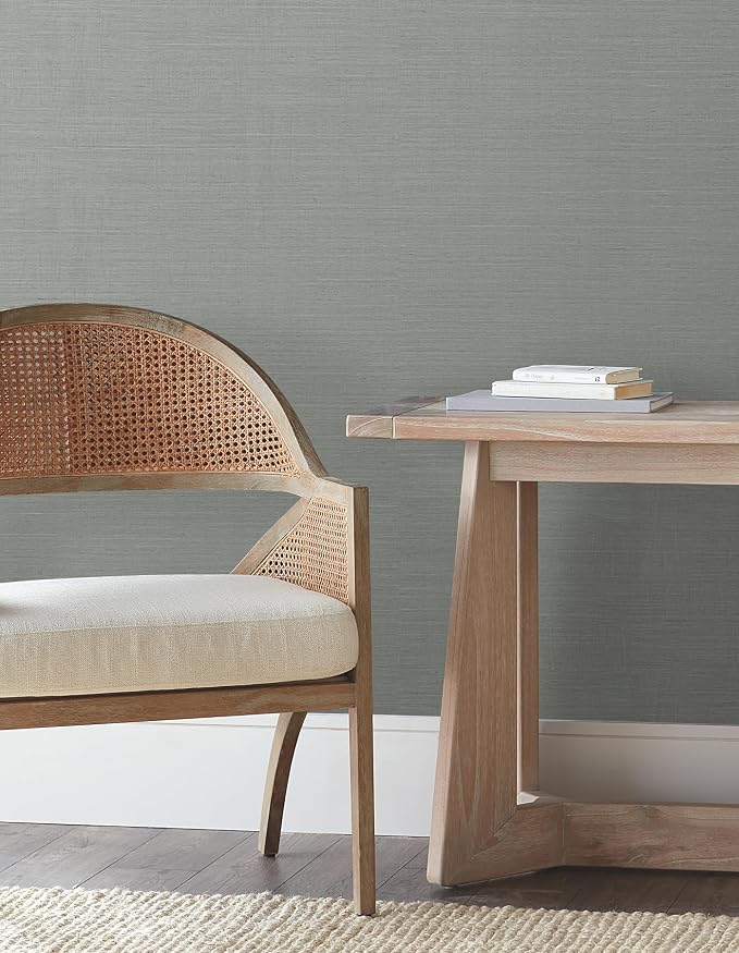 York Wallcoverings Natural Sisal Slate Peel and Stick Grasscloth Wallpaper - Image 3