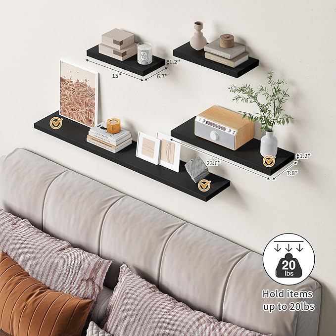 Forbena 24 Inch Long Black Floating Shelves - Image 6