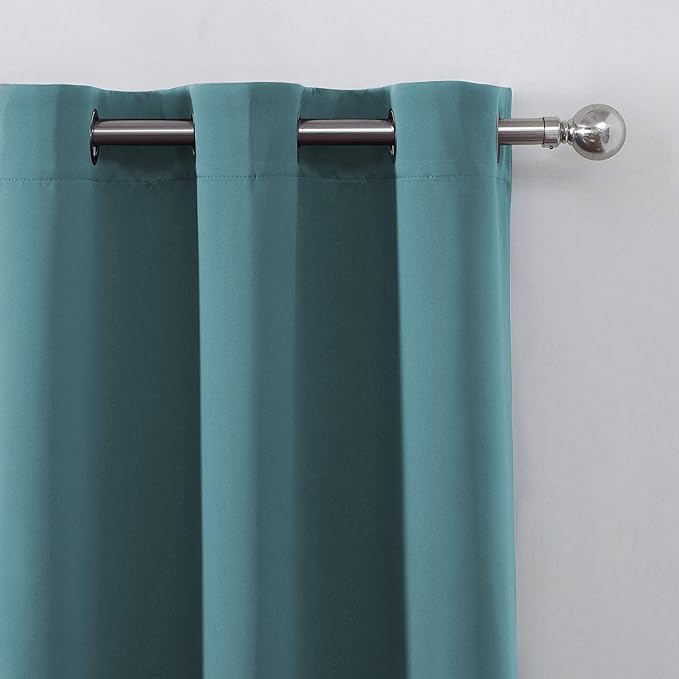 LEMOMO Sea Teal Thermal Blackout Curtains/52 x 95 Inch/Set of 2 Panels Room - Image 7