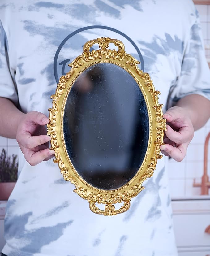 Tstarer 2 Pack - Vintage Decorative Gold Framed Mirror, Wall Hanging Mirrors & - Image 2