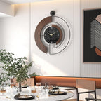 Modern Walnut Marble Dial Wall Clock, Large Wood Metal Frame Silent Non Ticking - Image 6