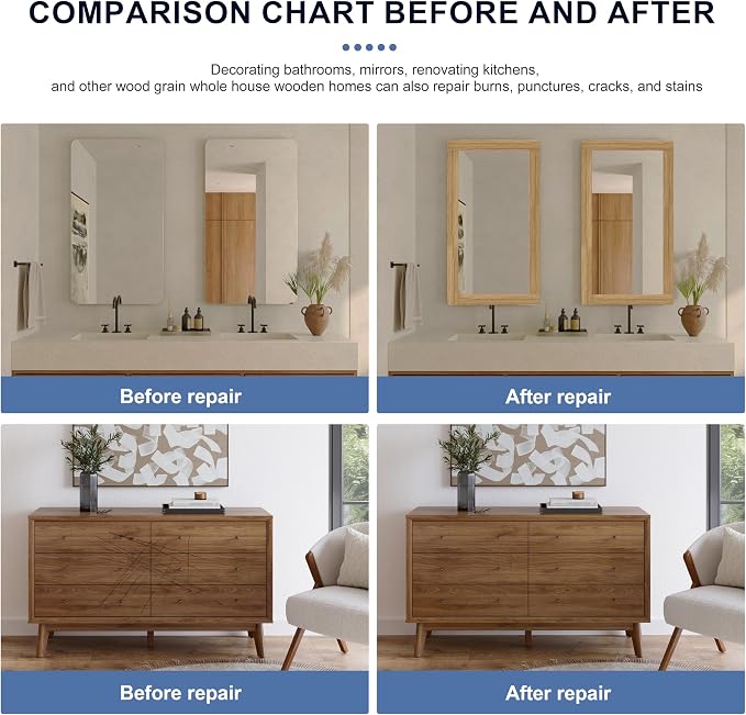 TIANLDD 27 FT Wood Grain Wallpaper Border, Removable Waterproof Mirror Border - Image 2