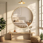 OLIXIS 24 Inch Gold Round Bathroom Wall Mirror, Round Bathroom Mirrors - Image 6