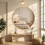 OLIXIS 28 Inch Gold Round Bathroom Wall Mirror, Round Bathroom Mirrors - Image 7