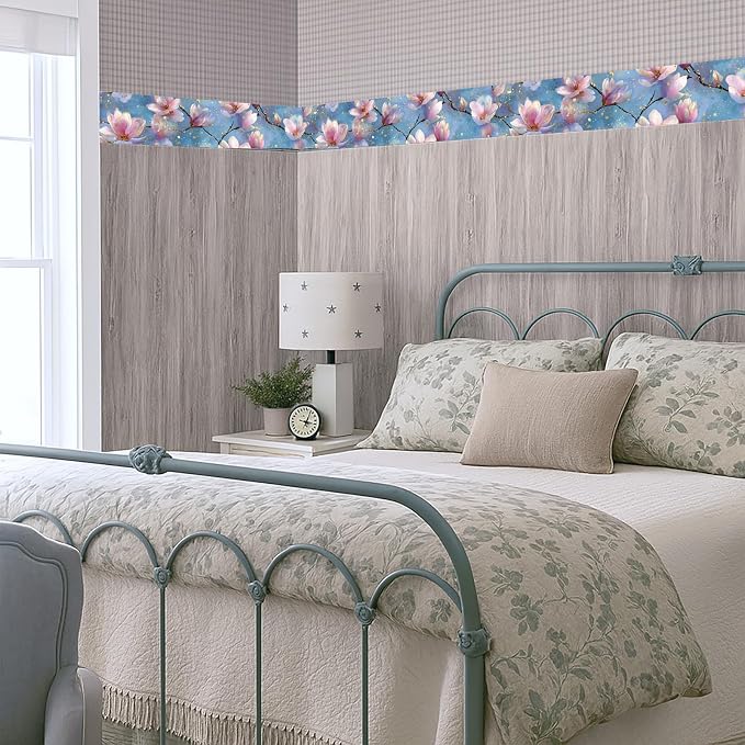 Magnolia Flower Wallpaper Border 196x4 Inch Peel and Stick Wall Border Pink - Image 7