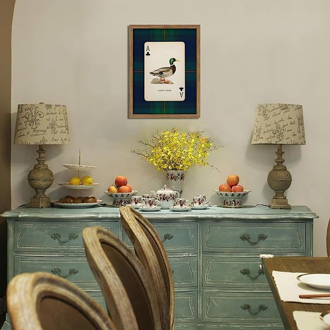 Framed Vintage Mallard Duck Wall Art, Country Lucky Duck Wildlife Poker Wall - Image 7