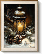 VIYYIEA Winter Framed Wall Art for Living Room, Oil Lamp Canvas Prints by VIYYIEAART