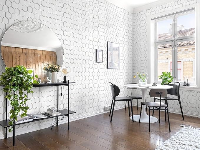 Kitchen Peel and Stick Wallpaper White Wallpaper Modern Contact Paper - Image 6