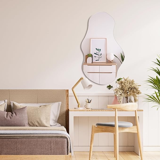 PERFNIQUE Irregular Wall Mirror Asymmetrical Mirror, Cloud Frameless, Wall - Image 9