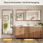 72x32 Inch Bathroom Mirror for Wall, Anti-Rust Walnut Wood Grain Metal Framed - Image 7