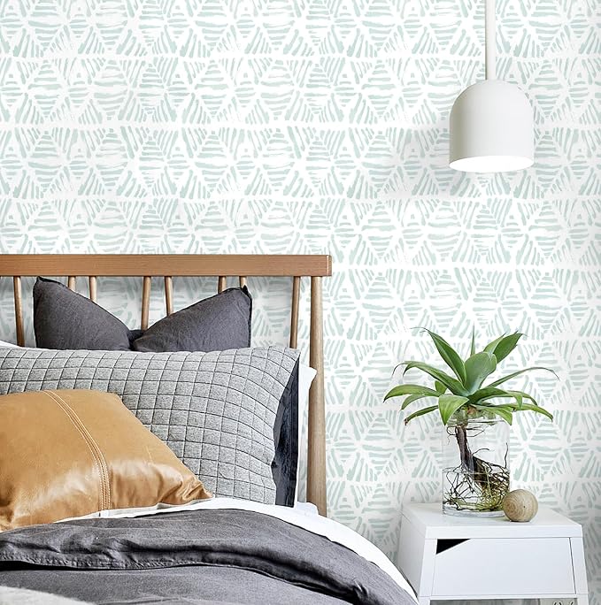 Peel and Stick Wallpaper Modern Geometric Wallpaper 17.3" x 78.7" Green and - Image 8