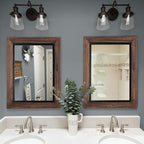 YOSHOOT Rustic Wooden Framed Wall Mirror, Natural Wood and Iron Bathroom Vanity - Image 3