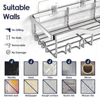 NESOMI Shower Caddy Adhesive Shower Organizer 7-Pack, Rustproof Stainless Steel - Image 9