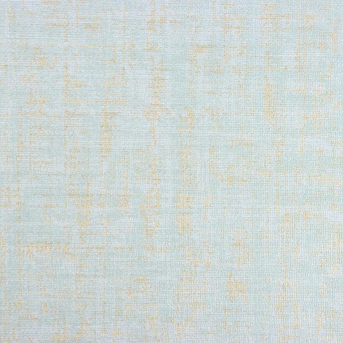 VEELIKE Blue Gold Grasscloth Peel and Stick Wallpaper 15.7''x118'' by VEELIKE