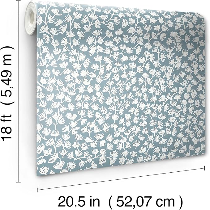 NuWallpaper x Society Social Sea Fern Slate Blue Peel and Stick Wallpaper - Image 8