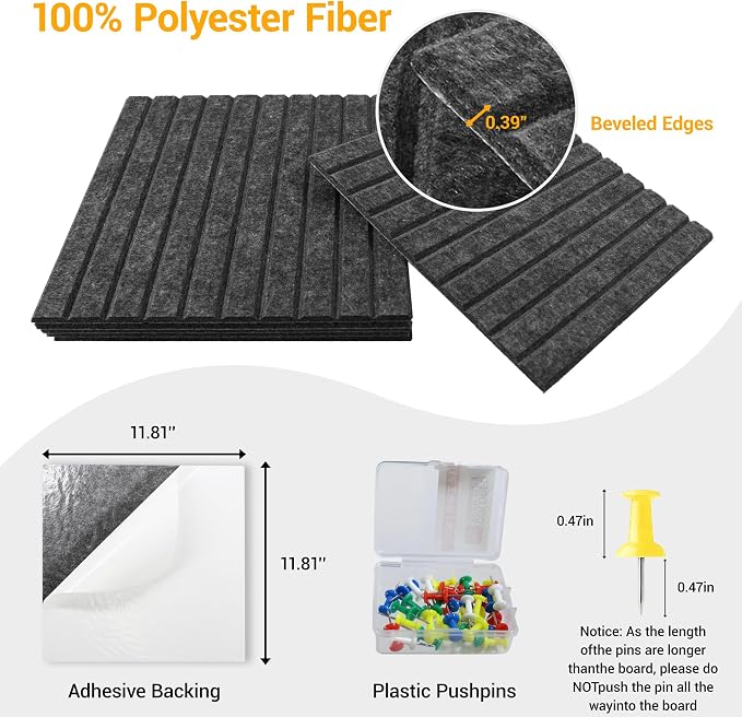 Cork Board Tiles for Wall with Push Pins, Removable 36" x 24" Slat Bulletin - Image 4