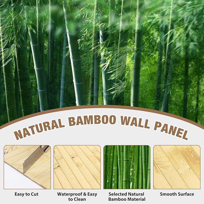 Natural Bamboo Wall Panel for Interior Wall Decor, Pole Wrap Wainscoting - Image 3