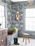 Ismoon Floral Peel and Stick Wallpaper Vintage Blue Contact Paper Jellyfish - Image 3
