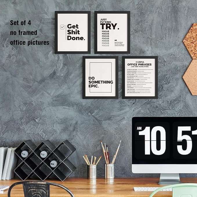 DSHFG Funny Motivational Office Pictures Wall Art Decor Prints Set of 4 - Image 5