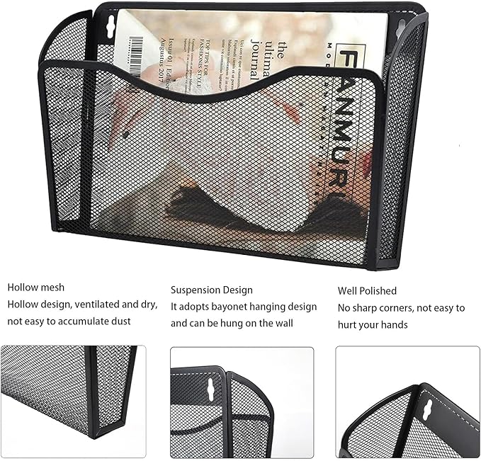 Gawerk 6 Pack Wall File Organizer, Mesh Wall File Pocket Mail Organizer Hanging - Image 3