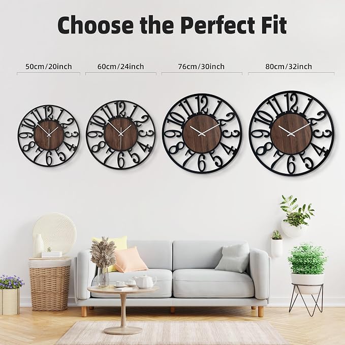 20'' Silent Wall Clock with Adjustable Night Light, Glow in The Dark Decorative - Image 4